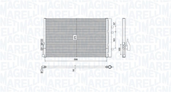 Kondensor, klimatanläggning Magneti marelli 350203788000 MAGNETI MARELLI