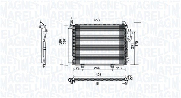 Kondensor, klimatanläggning Magneti marelli 350203790000 MAGNETI MARELLI