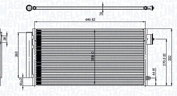 Kondensor, klimatanläggning Magneti marelli 350203791000 MAGNETI MARELLI