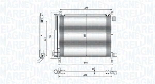 Kondensor, klimatanläggning Magneti marelli 350203793000 MAGNETI MARELLI