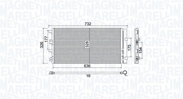 Kondensor, klimatanläggning Magneti marelli 350203797000 MAGNETI MARELLI