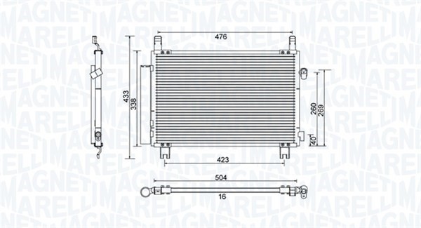 Kondensor, klimatanläggning Magneti marelli 350203798000 MAGNETI MARELLI