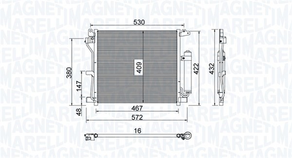 Kondensor, klimatanläggning Magneti marelli 350203799000 MAGNETI MARELLI