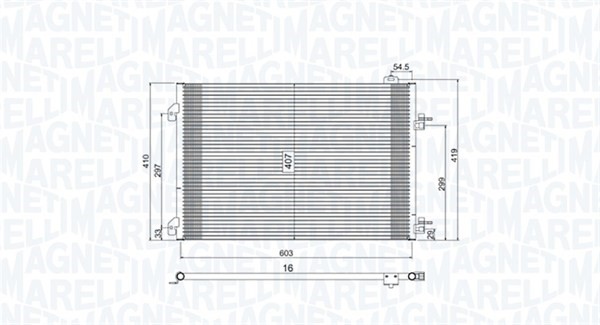 Kondensor, klimatanläggning Magneti marelli 350203803000 MAGNETI MARELLI