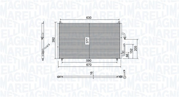 Kondensor, klimatanläggning Magneti marelli 350203804000 MAGNETI MARELLI