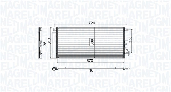 Kondensor, klimatanläggning Magneti marelli 350203807000 MAGNETI MARELLI