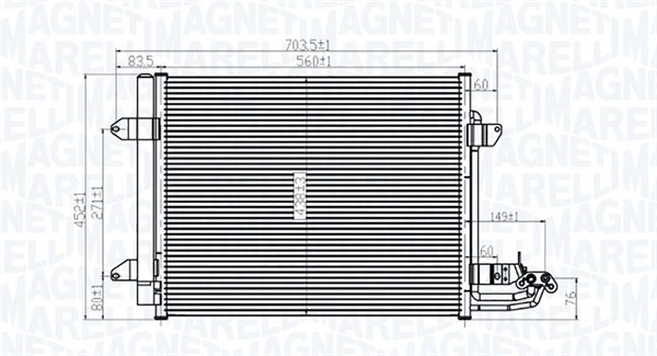 Kondensor, klimatanläggning Magneti marelli 350203815000 MAGNETI MARELLI