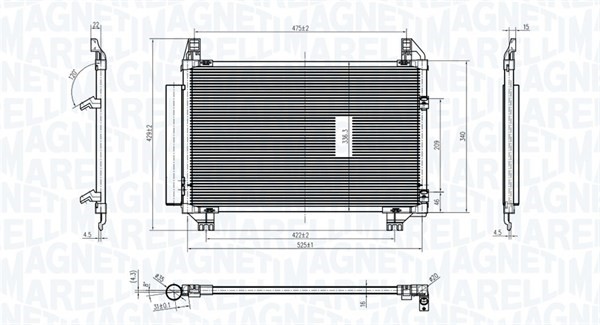 Kondensor, klimatanläggning Magneti marelli 350203837000 MAGNETI MARELLI