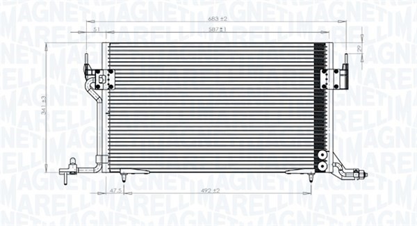 Kondensor, klimatanläggning Magneti marelli 350203838000 MAGNETI MARELLI