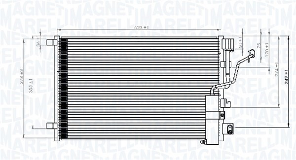 Kondensor, klimatanläggning Magneti marelli 350203841000 MAGNETI MARELLI