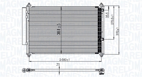 Kondensor, klimatanläggning Magneti marelli 350203850000 MAGNETI MARELLI