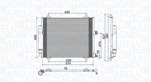 Kondensor, klimatanläggning Magneti marelli 350203886000 MAGNETI MARELLI