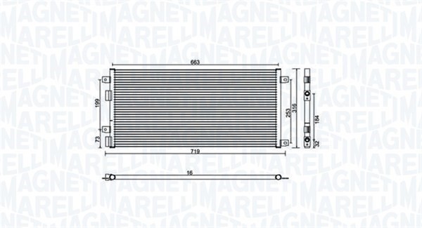 Kondensor, klimatanläggning Magneti marelli 350203887000 MAGNETI MARELLI