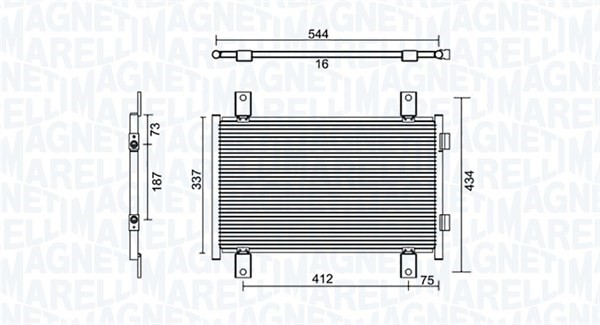 Kondensor, klimatanläggning Magneti marelli 350203895000 MAGNETI MARELLI