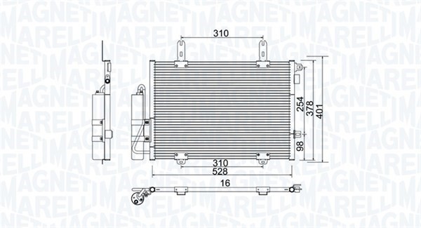 Kondensor, klimatanläggning Magneti marelli 350203905000 MAGNETI MARELLI