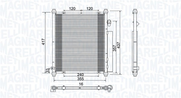Kondensor, klimatanläggning Magneti marelli 350203907000 MAGNETI MARELLI
