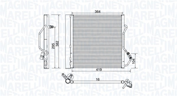Kondensor, klimatanläggning Magneti marelli 350203921000 MAGNETI MARELLI