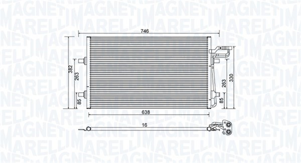 Kondensor, klimatanläggning Magneti marelli 350203934000 MAGNETI MARELLI