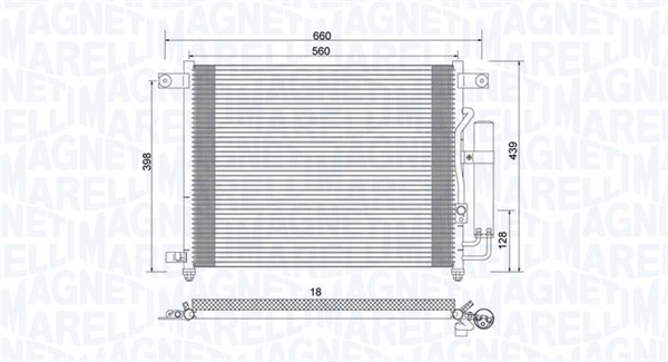 Kondensor, klimatanläggning Magneti marelli 350203943000 MAGNETI MARELLI
