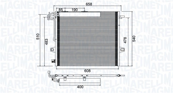 Kondensor, klimatanläggning Magneti marelli 350203947000 MAGNETI MARELLI