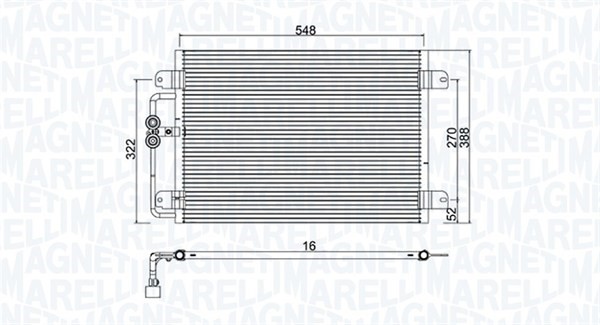 Kondensor, klimatanläggning Magneti marelli 350203949000 MAGNETI MARELLI