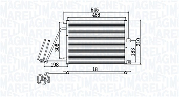 Kondensor, klimatanläggning Magneti marelli 350203950000 MAGNETI MARELLI