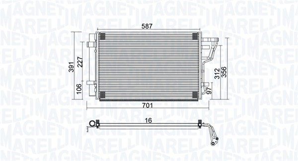 Kondensor, klimatanläggning Magneti marelli 350203951000 MAGNETI MARELLI