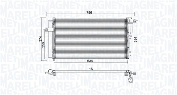 Kondensor, klimatanläggning Magneti marelli 350203953000 MAGNETI MARELLI