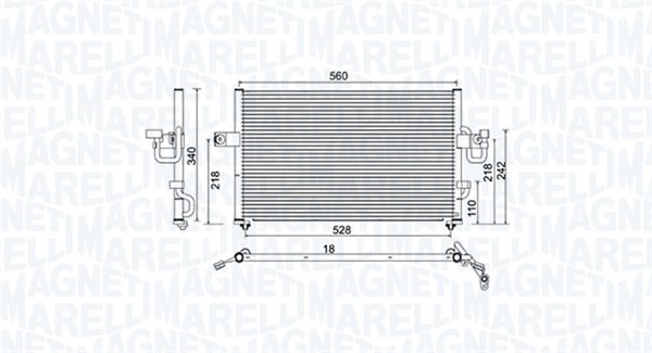 Kondensor, klimatanläggning Magneti marelli 350203956000 MAGNETI MARELLI