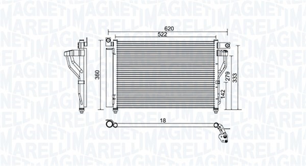 Kondensor, klimatanläggning Magneti marelli 350203957000 MAGNETI MARELLI