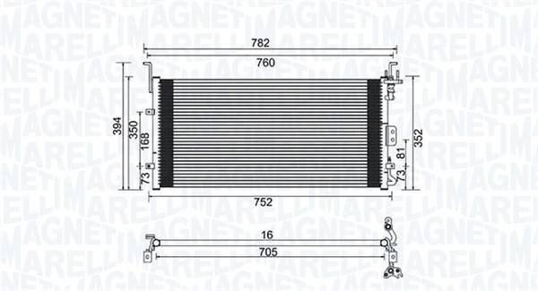 Kondensor, klimatanläggning Magneti marelli 350203959000 MAGNETI MARELLI