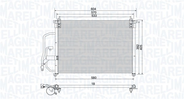 Kondensor, klimatanläggning Magneti marelli 350203960000 MAGNETI MARELLI