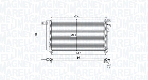 Kondensor, klimatanläggning Magneti marelli 350203961000 MAGNETI MARELLI