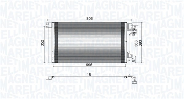 Kondensor, klimatanläggning Magneti marelli 350203962000 MAGNETI MARELLI