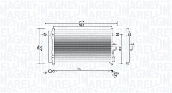Kondensor, klimatanläggning Magneti marelli 350203974000 MAGNETI MARELLI