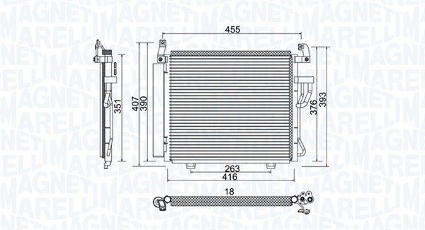 Kondensor, klimatanläggning Magneti marelli 350203975000 MAGNETI MARELLI
