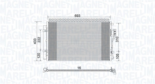 Kondensor, klimatanläggning Magneti marelli 350203978000 MAGNETI MARELLI