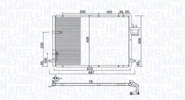 Kondensor, klimatanläggning Magneti marelli 350203979000 MAGNETI MARELLI