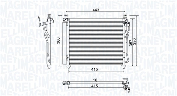 Kondensor, klimatanläggning Magneti marelli 350203980000 MAGNETI MARELLI