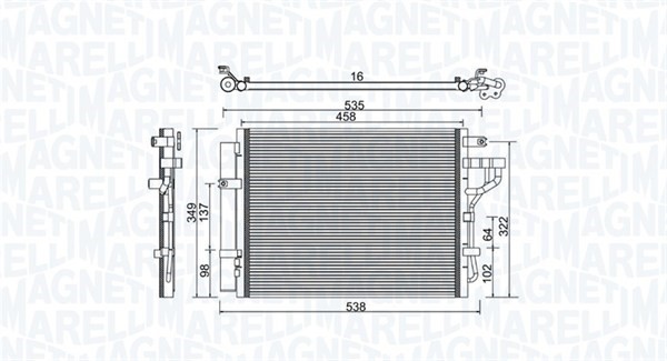 Kondensor, klimatanläggning Magneti marelli 350203981000 MAGNETI MARELLI