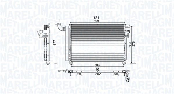 Kondensor, klimatanläggning Magneti marelli 350203982000 MAGNETI MARELLI