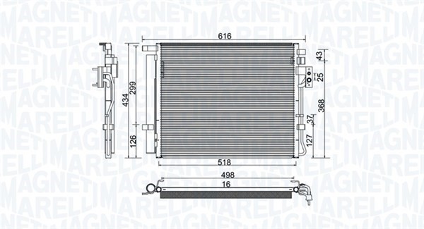 Kondensor, klimatanläggning Magneti marelli 350203983000 MAGNETI MARELLI