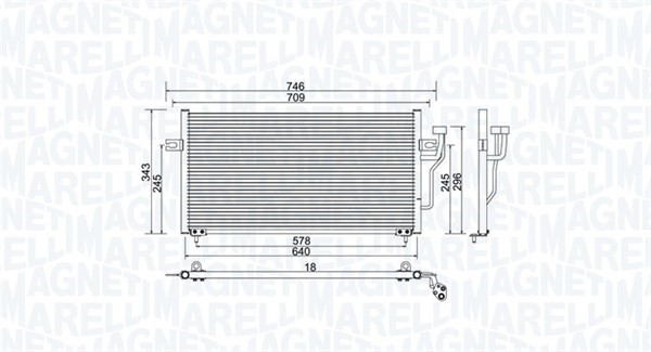 Kondensor, klimatanläggning Magneti marelli 350203986000 MAGNETI MARELLI