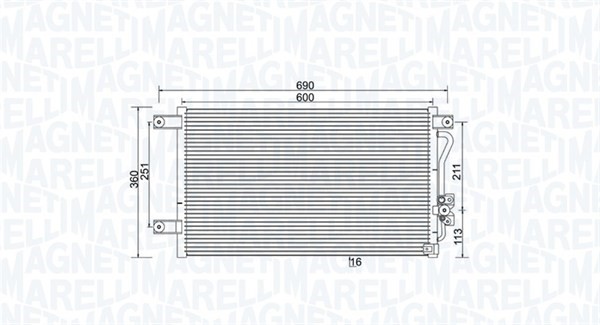 Kondensor, klimatanläggning Magneti marelli 350203987000 MAGNETI MARELLI