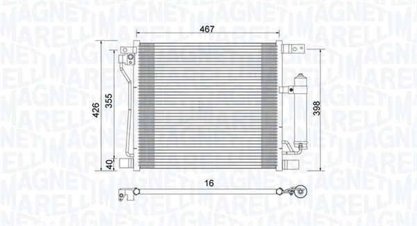 Kondensor, klimatanläggning Magneti marelli 350203992000 MAGNETI MARELLI