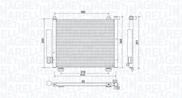 Kondensor, klimatanläggning Magneti marelli 350203993000 MAGNETI MARELLI