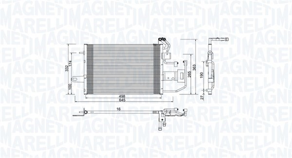 Kondensor, klimatanläggning Magneti marelli 350203997000 MAGNETI MARELLI
