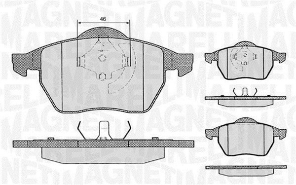Bromsbeläggsats, Framaxel Magneti marelli 363916060146 MAGNETI MARELLI