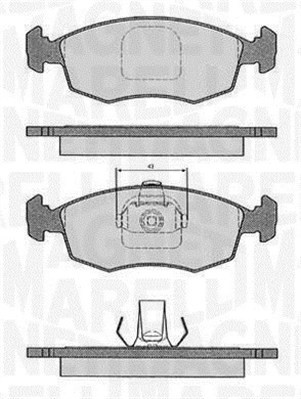 Bromsbeläggsats, Framaxel Magneti marelli 363916060233 MAGNETI MARELLI