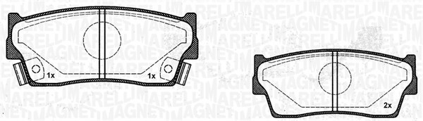 Bromsbeläggsats, Framaxel Magneti marelli 363916060799 MAGNETI MARELLI